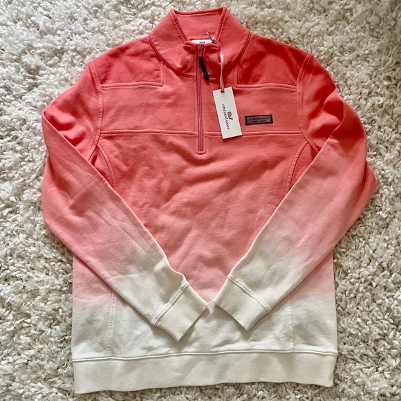 Vineyard Vines Sweaters - Vineyard Vines Quarter-Zip Ombre Dyed Shep Shirt in Coral Sand (Size M)
